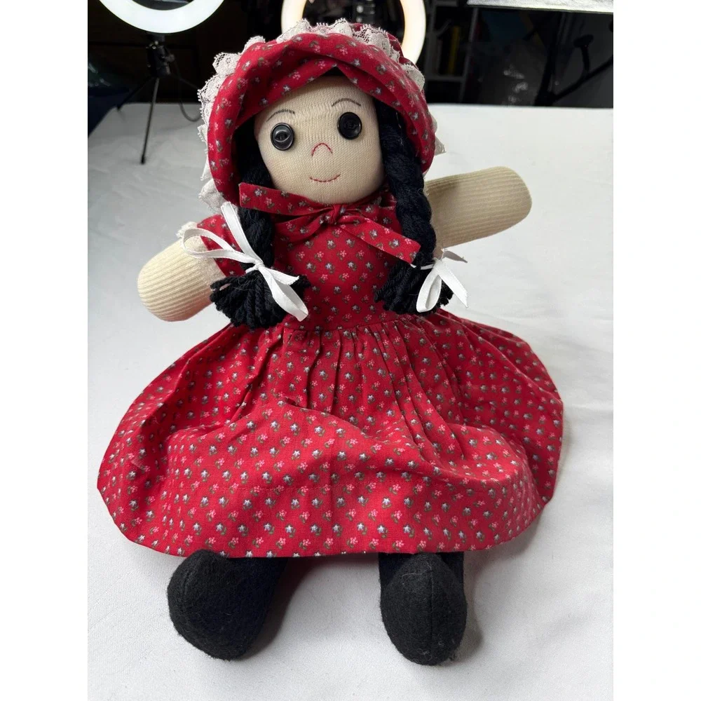 Laura Ingalls Wilder Little Town on the Prairie Rag Doll Red Floral 15 inch VTG